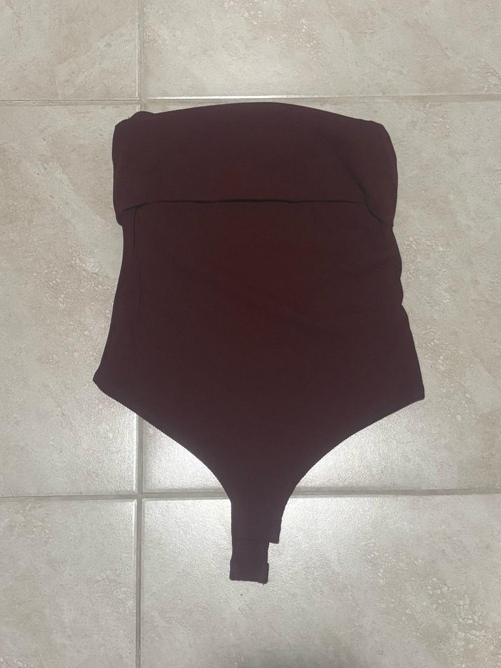 Strapless Bandeau Bodysuit in Deep Burgundy